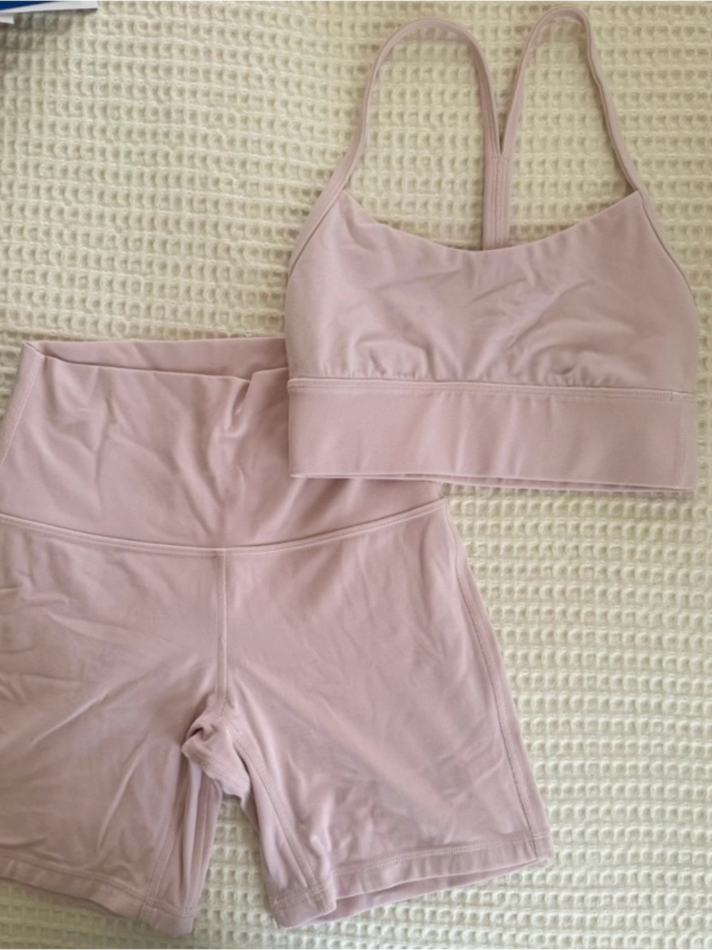 lululemon athletica Light Pink High-Rise Bike Shorts & Sports Bra Set - Picture 2 of 4